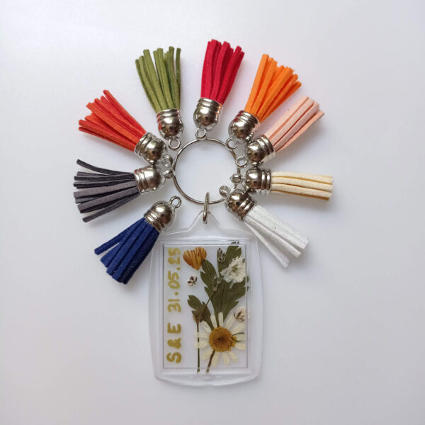 Porte Clé fleuri avec inscription